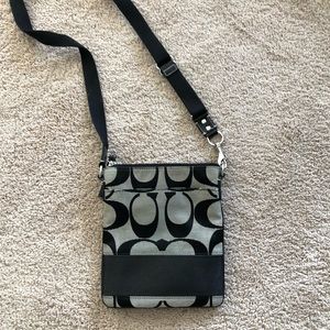 Coach black and grey signature crossbody purse